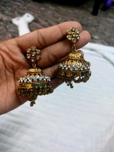 Elegant Jhumka Earrings with Stones