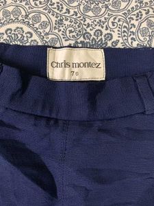 Stylish Navy Blue Wide Pleated skirt