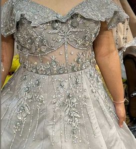 Corset Grey Embellished sangeet Gown