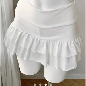 White Ruffle Mini Skirt
