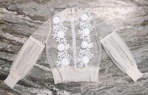 Lace Floral Sheer Blouse