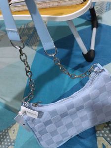 Baby Blue Checkerboard Shoulder Bag