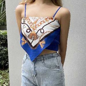 Scarf Print Halter Crop Top