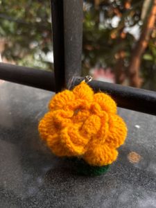 Handmade Crochet Flower Keychain 🌼🧡🧶