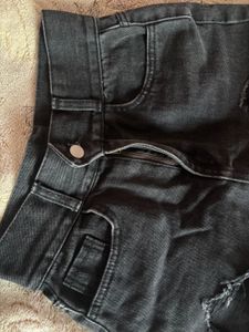 High-Waisted Ripped Denim Shorts