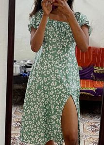 Floral Print Dress with Slit