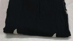 Embroidered Palazzos Black with Red Floral Accen