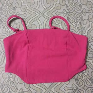 Vibrant Pink Corset Style Crop Top