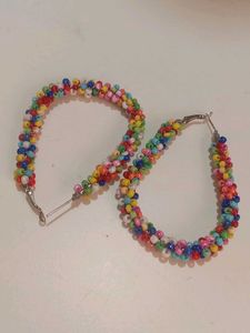 Colorful Beaded Hoop Earrings