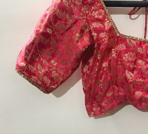 elegant salmon pink ethnic blouse