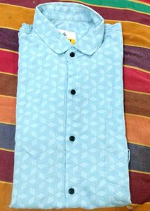 Men's Light Blue Geometric Print Shirt