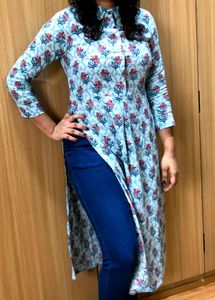 Beautiful Blue Floral Shirt Kurta
