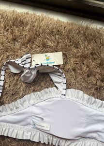 Striped Ruffled Bikini Top