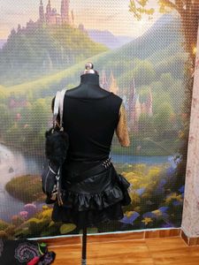 Y2k/Gyaru leopard print top, skirt, and bag set