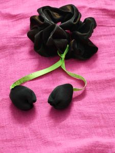 Cute Dark Brown Scrunchie with Ribbon