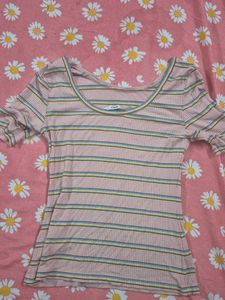 Striped Ribbed Top