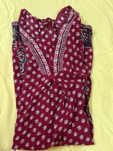 Maroon Printed Kurta 3xl