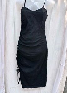 I. Black Ruched Spaghetti Strap Dress