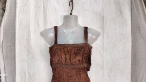 9206. Boho Textured Brown Cami Top