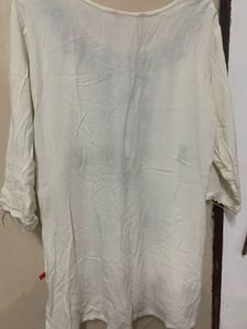 Elegant White Kurta with Black Embroidery