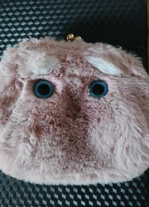 Fuzzy Side Purse With Chain