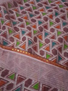 new Printed linen fabric saree light weight f
