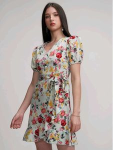 Floral Wrap Mini Dress