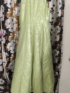 1.Lime Green Embroidered Long Shrug Style Kurta
