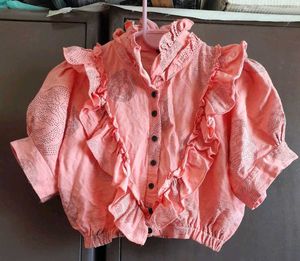 Peach Ruffled Crop Top
