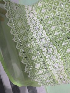 Elegant Green Sequined Chikankari Kurta not used