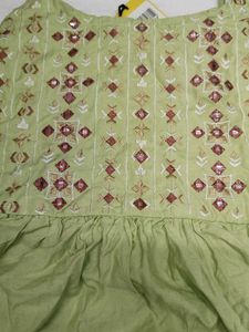 VISHUDH Light Green Summer Dress with Embellished