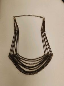 Black Metal Multi-Layered Statement Necklace