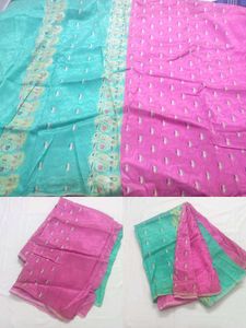 Beautiful Teal and Pink Saree