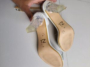 Chic Clear Strap White Heels