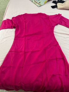 Visudh Vibrant Pink V-Neck Button-Up Top