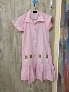 Cute Pink Button-Up Dress
