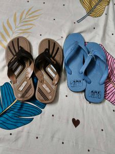 Men's Flip Flops - Brown &amp; Blue Pair
