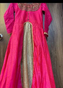 Pink & Gold Kids Ethnic Gown