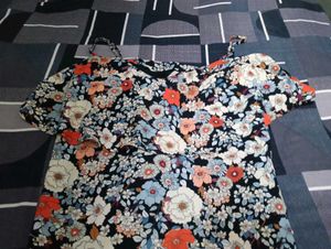 Floral Cold Shoulder Ruffle Dress