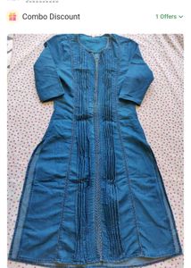 Elegant Blue Kurti with Floral Embroidery
