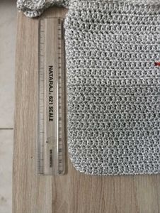HANDMADE CROCHET SILVER BAG