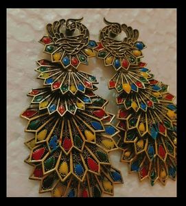 Multicolored Peacock Earrings
