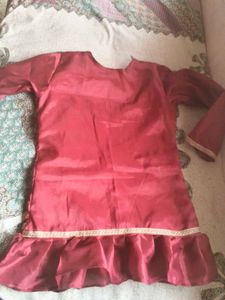 Beautiful Maroon Kurta with Golden Trim