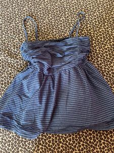 Blue Gingham Babydoll Cami Top