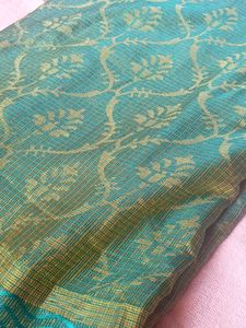 Beautiful Teal Saree with Gold Print