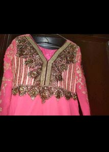 Stunning Pink Embroidered Anarkali Suit only kurta