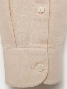 Mango Man Beige Band Collar Shirt