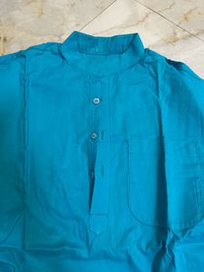 Men's Turquoise Cotton Kurta