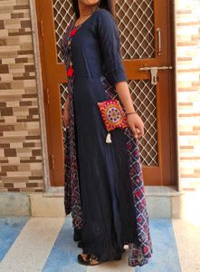 Stylish Navy Blue &amp; Red Kurta