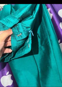Green Embroidered Teal Kurta Set